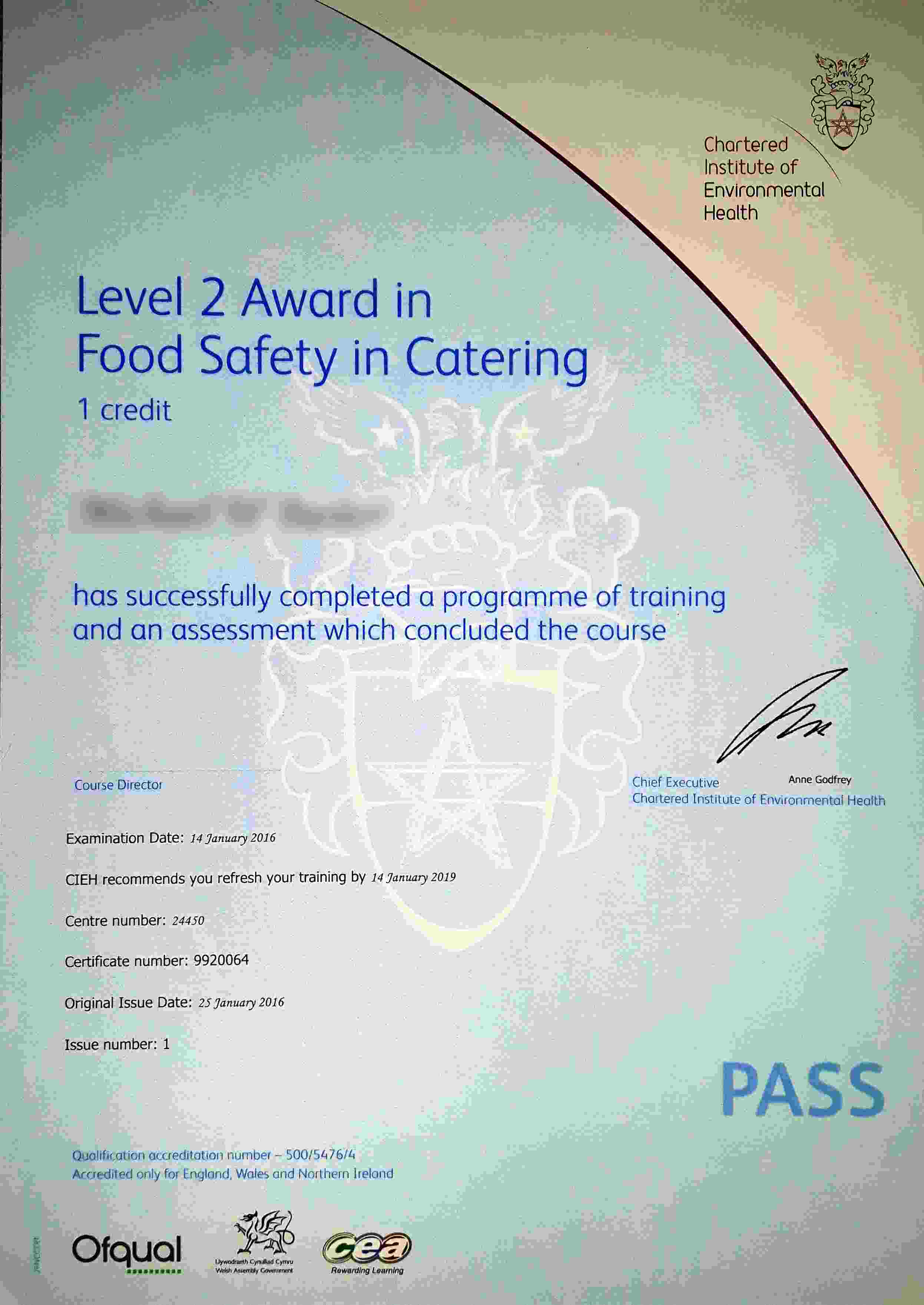 Food Safety Certificate